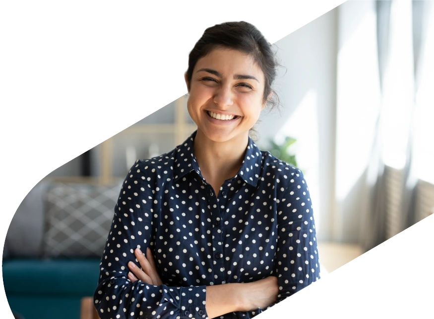 Lady folded arms smiling
